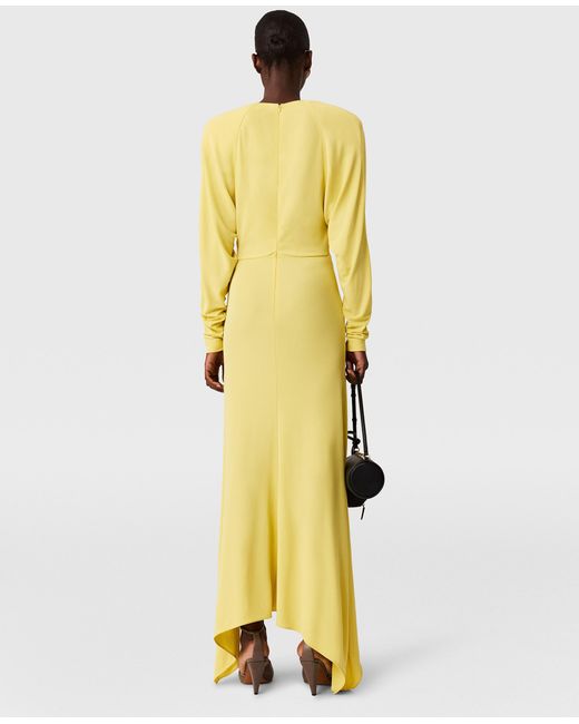 Stella McCartney Yellow Pleated Jersey Long-Sleeve Maxi Dress