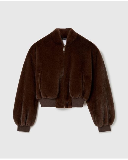 Stella McCartney Brown Plush Mink Bomber Jacket