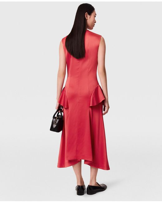 Stella McCartney Red Draped Satin Midi Dress
