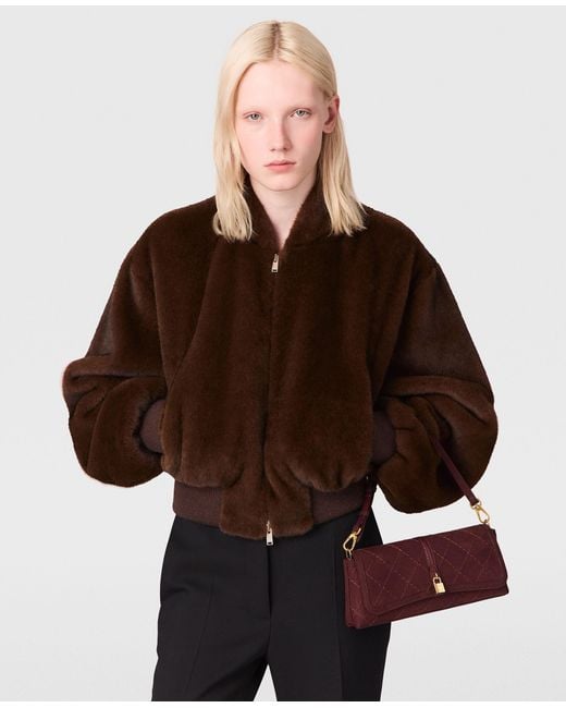 Stella McCartney Brown Plush Mink Bomber Jacket