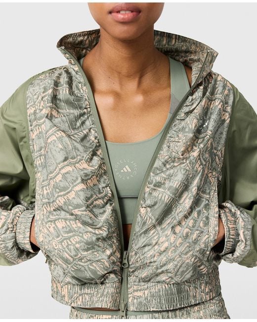 Stella McCartney Green Funnel Neck Graphic Print Track Jacket