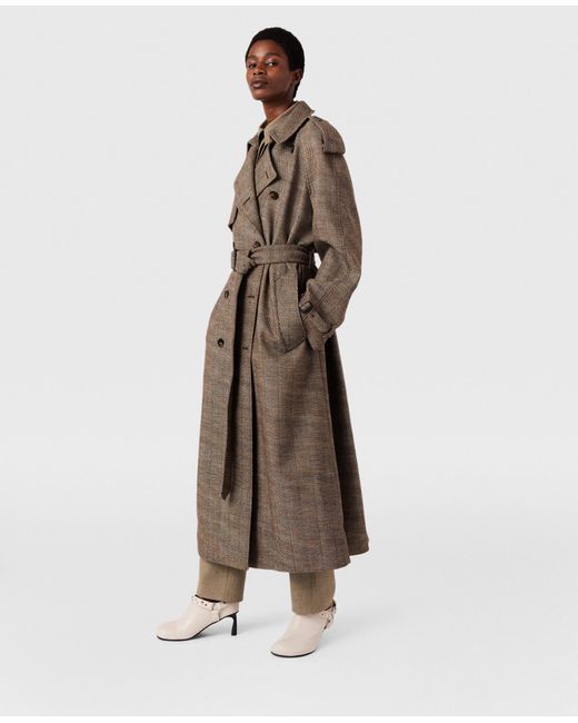 Stella McCartney Natural Belted Check Trench Coat