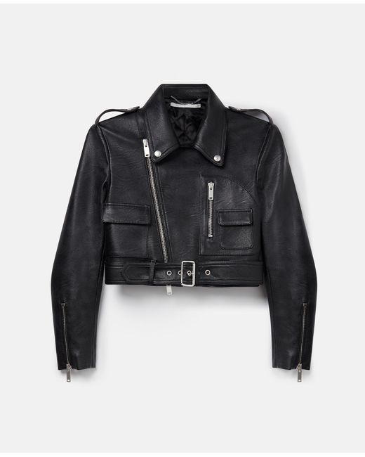 Stella McCartney Black Cropped Alter Mat Biker Jacket