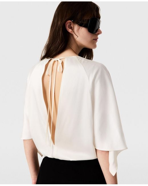 Stella McCartney White Handkerchief Sleeve Satin Top