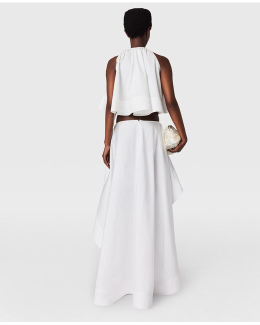Stella McCartney White Cotton Poplin Asymmetric Frill Skirt