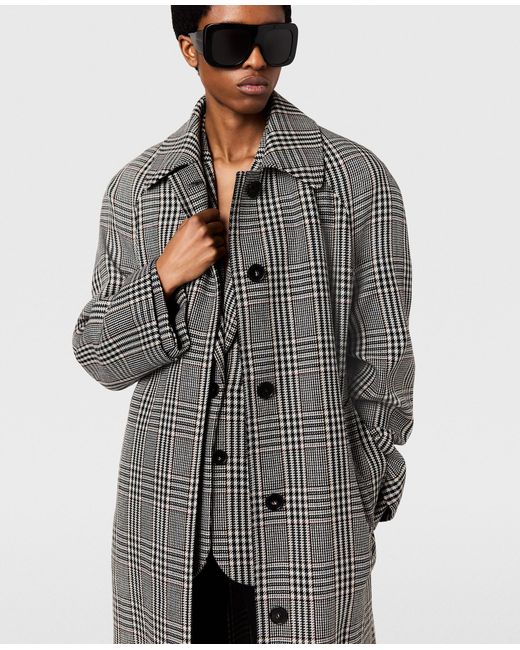 Stella McCartney Gray Checked Belted Wool Coat
