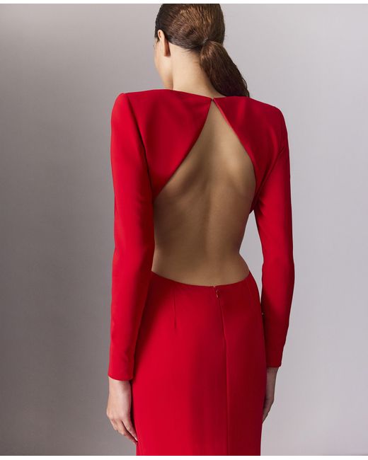 Stella McCartney Red Backless Long-sleeve Floor-length Dress