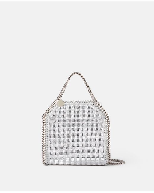 Stella McCartney Falabella Crystal Tiny Tote Bag in White | Lyst