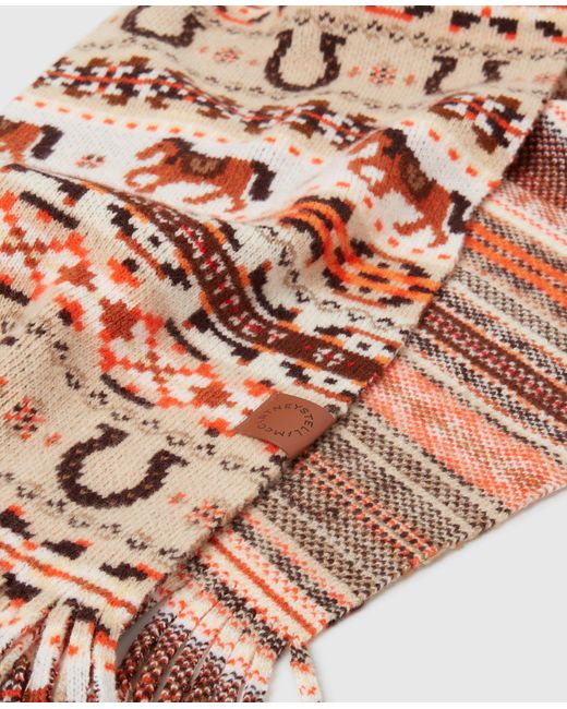 Stella McCartney White Fair Isle Wool Scarf