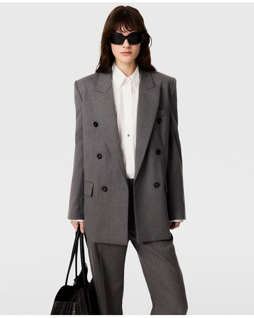 Stella McCartney Gray Double-breasted Flannel Blazer