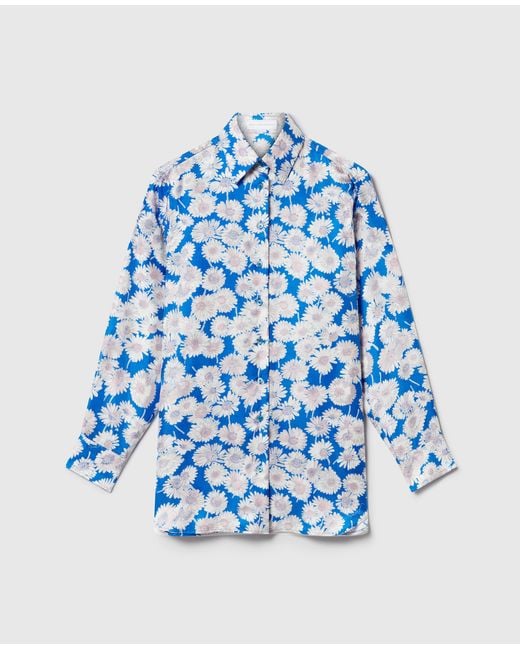 Stella McCartney Blue Daisy Print Oversized Shirt