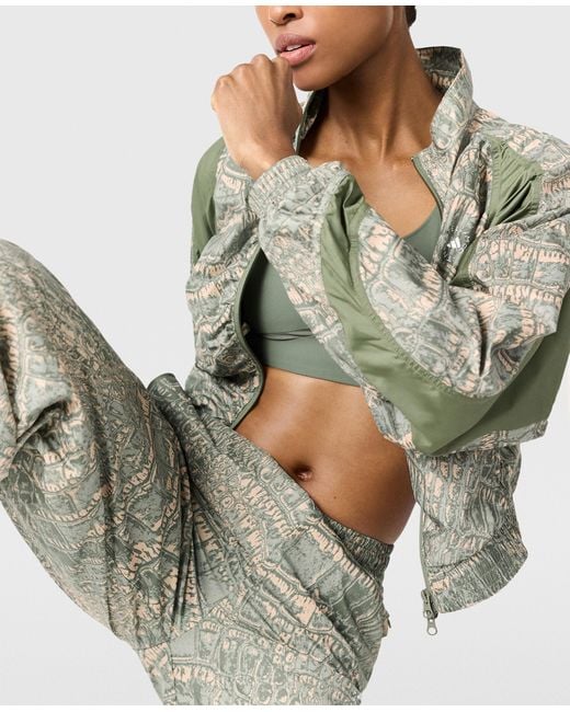 Stella McCartney Green Funnel Neck Graphic Print Track Jacket
