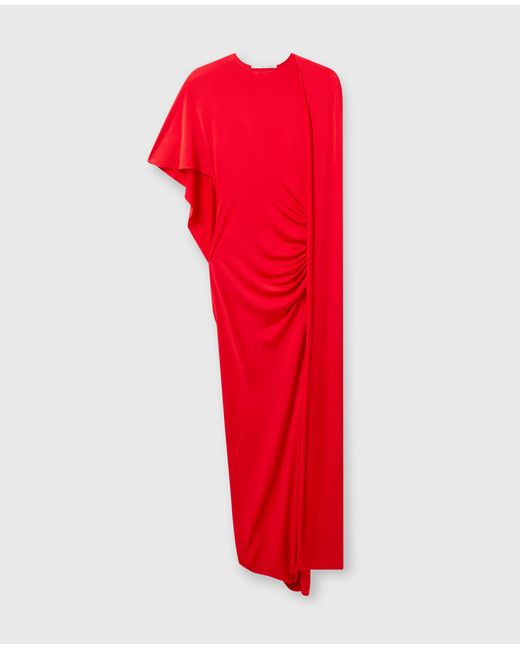 Stella McCartney Red Asymmetric Cape Maxi Dress