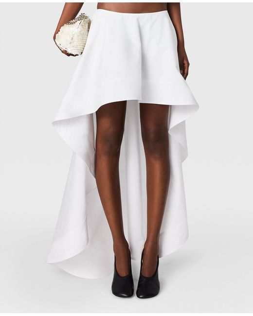 Stella McCartney White Cotton Poplin Asymmetric Frill Skirt
