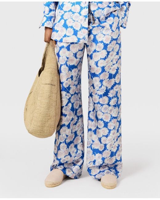 Stella McCartney Blue Daisy Print Oversized Trousers