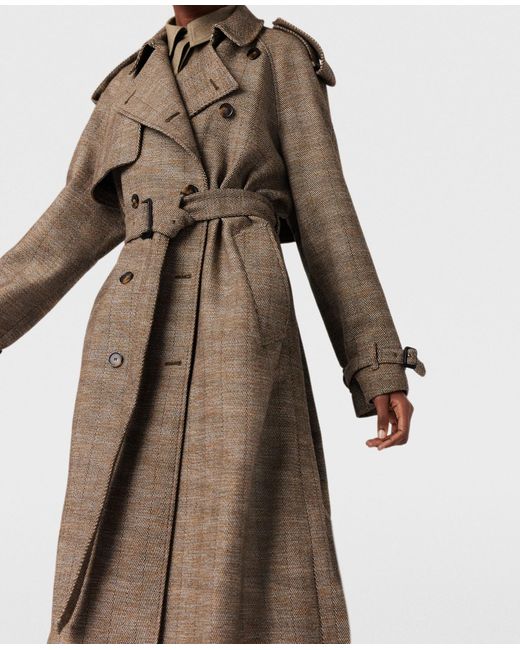 Stella McCartney Natural Belted Check Trench Coat