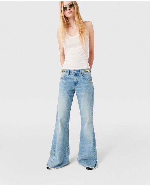 Stella McCartney Blue Clasp-embellished Low-rise Flared Jeans