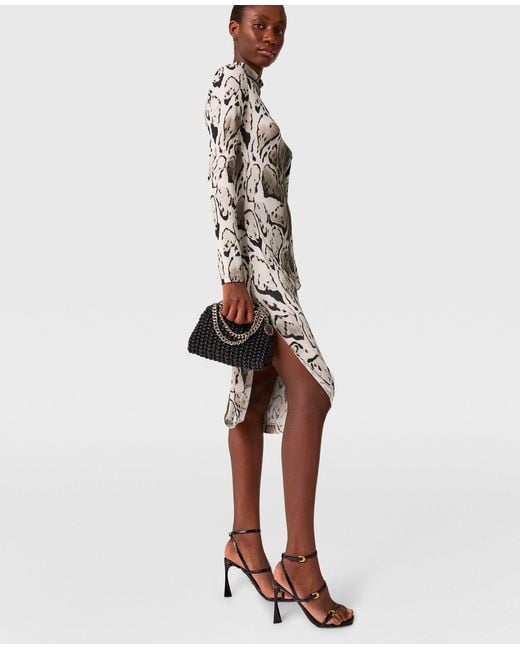 Stella McCartney White Cloud Leopard Print Draped Midi Dress