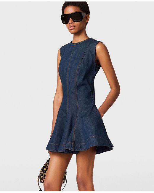 Stella McCartney Peplum Denim Mini Dress in Blue