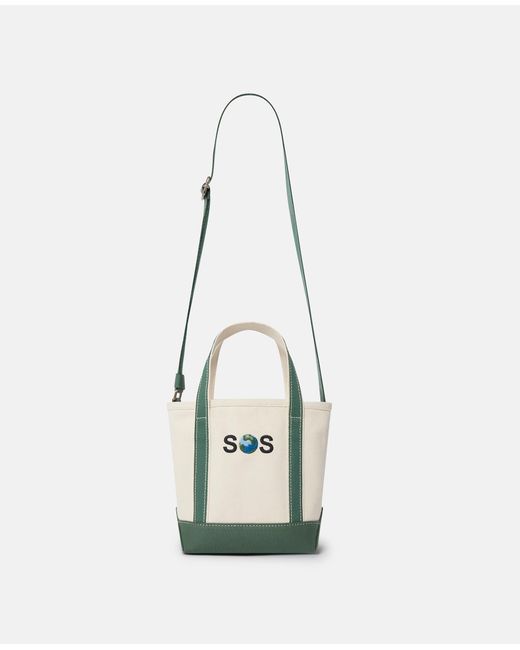 Stella McCartney White Sos Embroidered Small Tote Bag