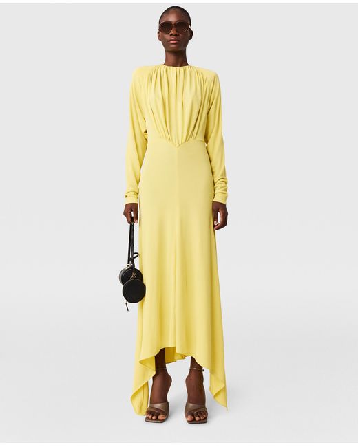 Stella McCartney Yellow Pleated Jersey Long-Sleeve Maxi Dress