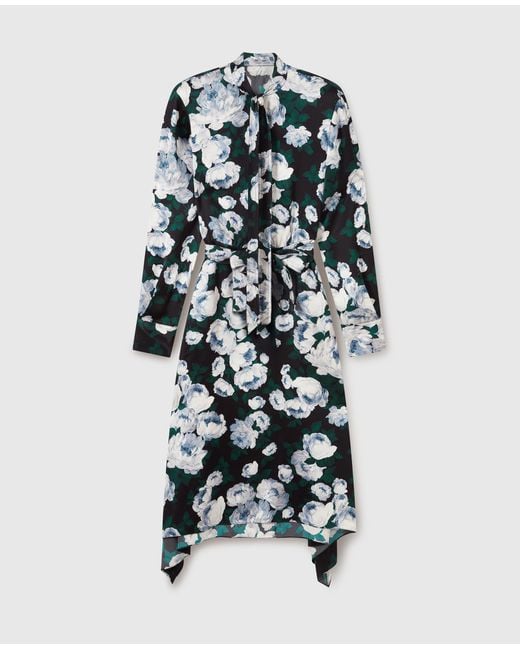 Stella McCartney White Floral Long-Sleeve Mesh Midi Dress