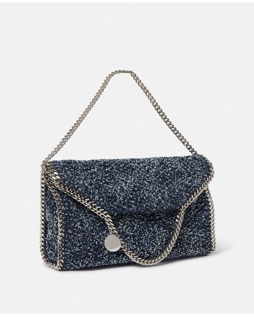 Stella McCartney Blue Falabella Fold-Over Bouclé Tote Bag, , Speckled