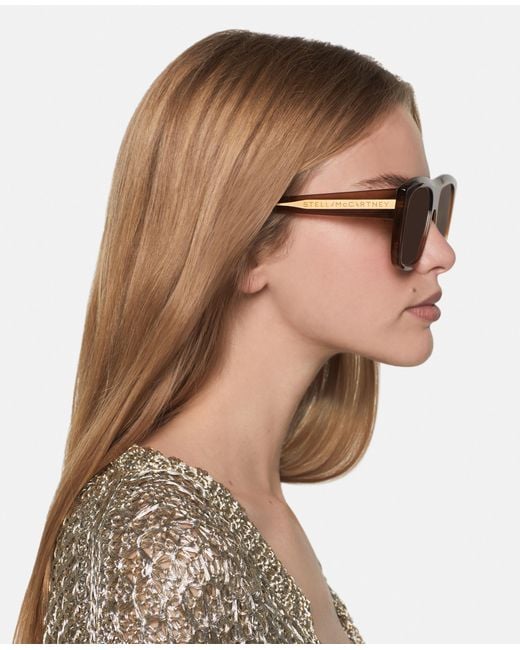 Stella McCartney Brown Straight-edge Square Sunglasses