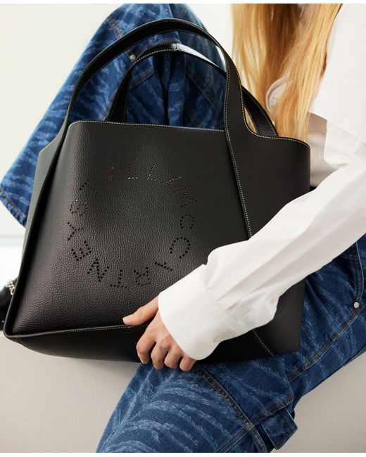 Stella McCartney Black Logo Large Tote Bag
