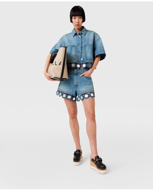 Stella McCartney Blue Mirror Crochet Boxy Shirt