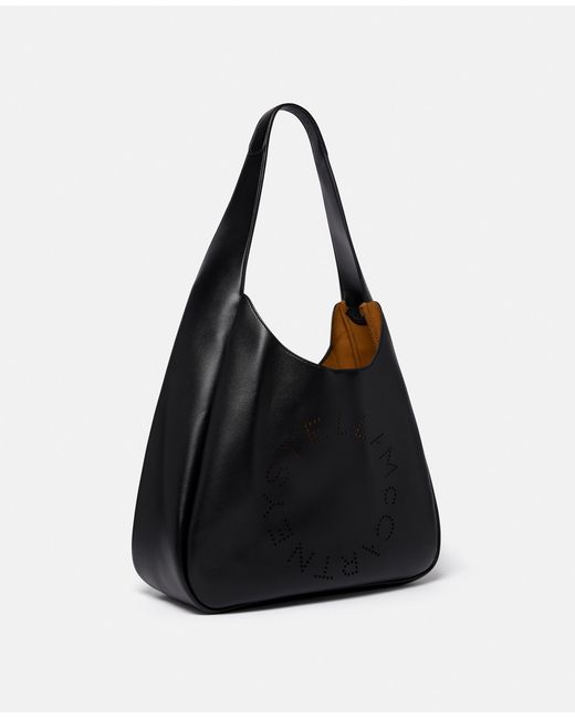 Stella McCartney Black Logo Slouchy Hobo Tote Bag, , Pitch