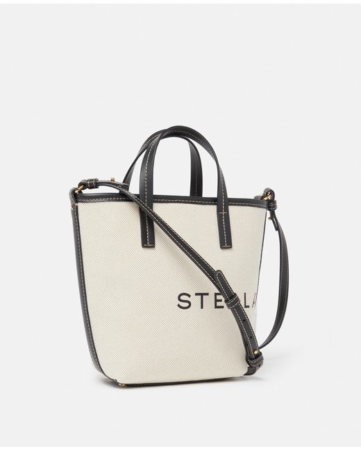 Stella McCartney White Logo Canvas Crossbody Tote Bag