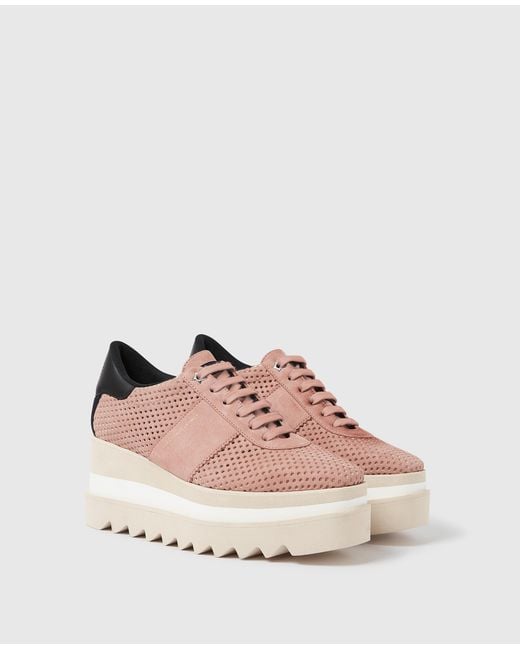 Stella McCartney White Sneak-Elyse Perforated Platform Sneakers