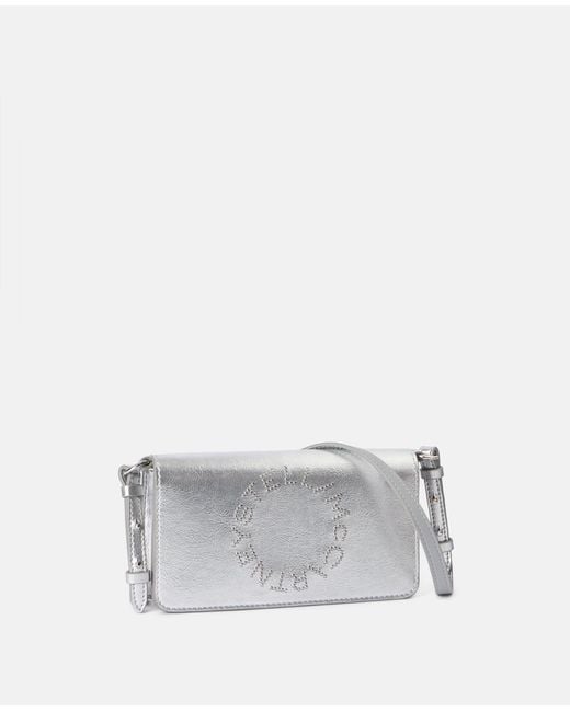 Stella McCartney White Logo Crossbody Wallet, , Metallic