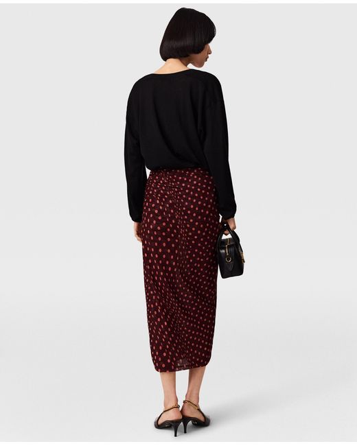 Stella McCartney Red Polka Dot Mesh Long Skirt
