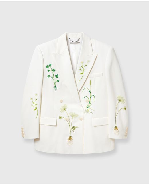 Stella McCartney White Oversized Floral Double-Breasted Blazer