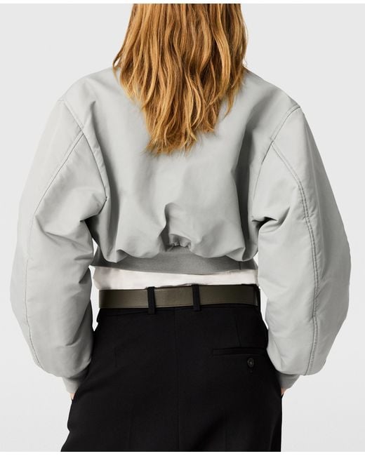 Stella McCartney Gray Cropped Bomber Jacket