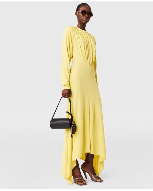 Stella McCartney Yellow Pleated Jersey Long-Sleeve Maxi Dress