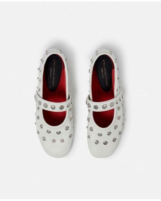 Stella McCartney White Ryder Popper-studded Ballet Flats