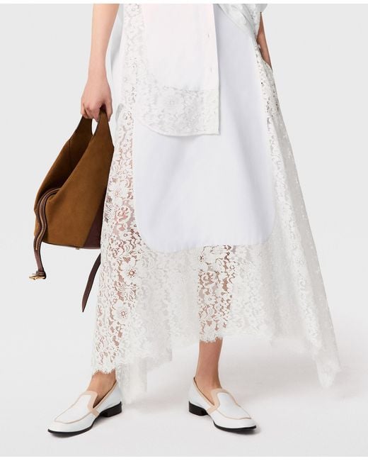 Stella McCartney White Lace Panel Midi Skirt