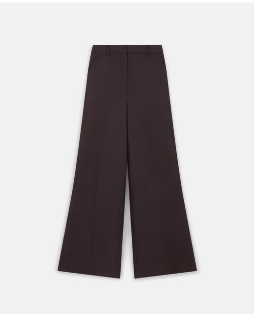 Stella McCartney Purple High-Rise Wide-Leg Wool Pants, , Dark Chocolate
