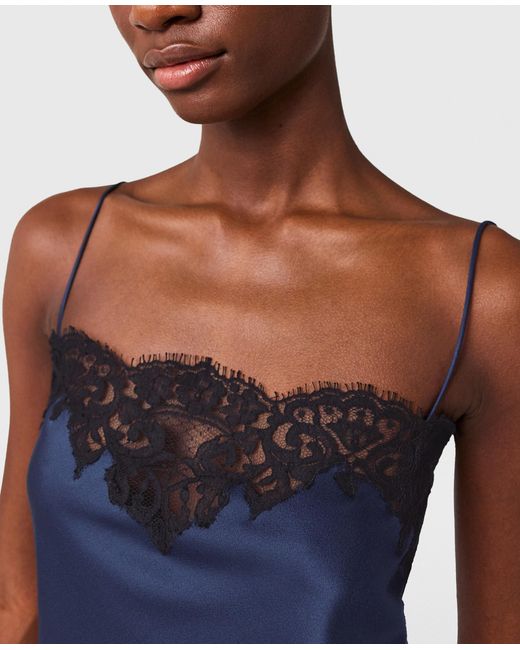 Stella McCartney Blue Lace-Trim Satin Top