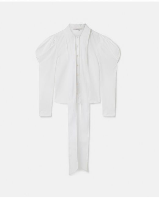 Stella McCartney White Sculptural Puff Sleeve Pussybow Shirt