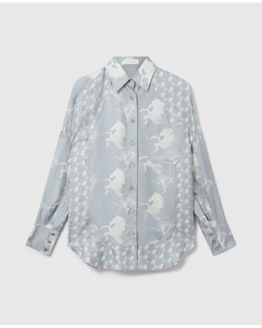 Stella McCartney Blue Horse Print Silk Shirt