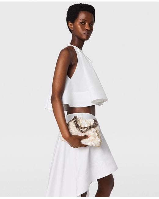 Stella McCartney White Poplin Sleeveless Frill Top