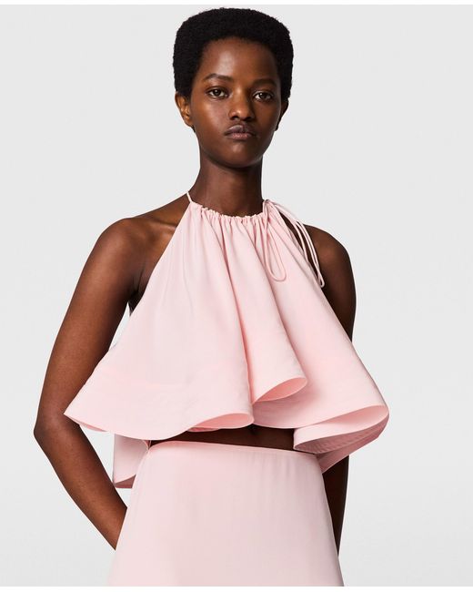 Stella McCartney Pink Halterneck Sleeveless Frill Top