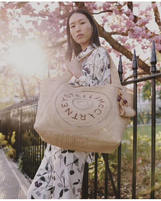 Stella McCartney Natural Logo Raffia Large Tote Bag