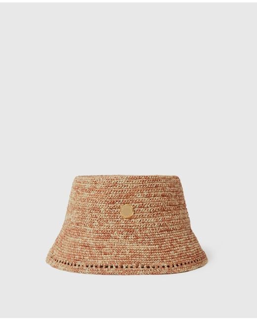 Stella McCartney Natural Logo Raffia Bucket Hat