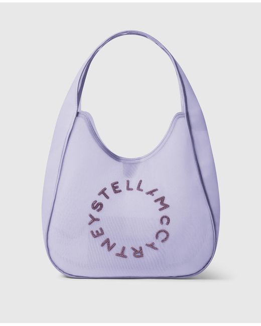 Stella McCartney Purple Logo Mesh Large Hobo Bag