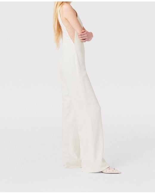Stella McCartney White Crystal Mesh Deep V Jumpsuit